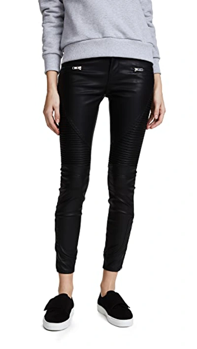 Blank Denim Black Vegan Leather Moto Pants In Daddy Soda