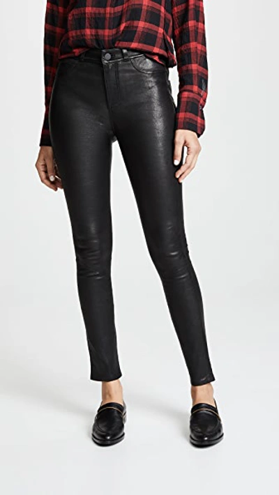 Shop Paige Hoxton Stretch Leather Pants In Black