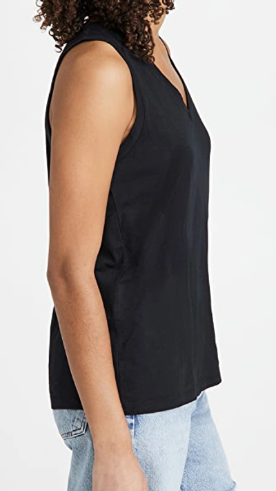 Madewell Whisper Shout Cotton V-neck Tank In True Black