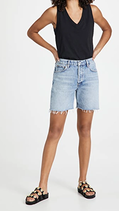 Madewell Whisper Shout Cotton V-neck Tank In True Black