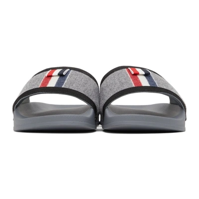 Thom Browne Tricolour-stripe Wool-twill And Rubber Slides In 035 Med Grey