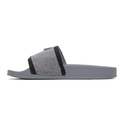 Thom Browne Tricolour-stripe Wool-twill And Rubber Slides In 035 Med Grey