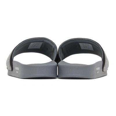 Thom Browne Tricolour-stripe Wool-twill And Rubber Slides In 035 Med Grey