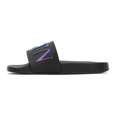 Shop Valentino Black & Multicolor  Garavani 'vltn' Slides In Az8 Nero/as