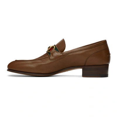 Shop Gucci Brown Web Horsebit Loafers In 2870 Nocciola/vrv