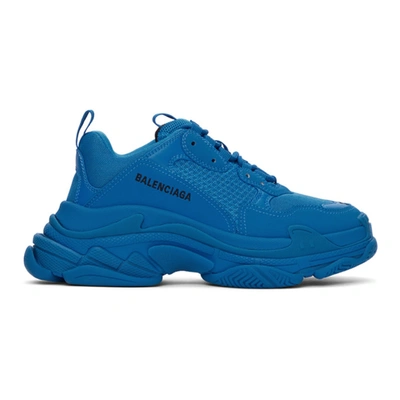 Shop Balenciaga Blue Triple S Sneakers In 4000 Blue