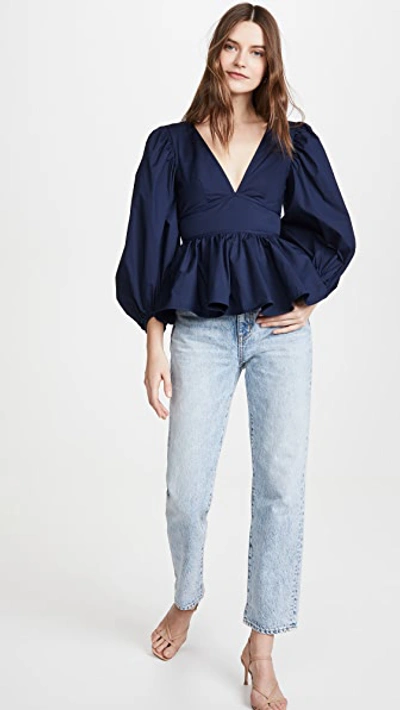 Staud Luna Top In Navy