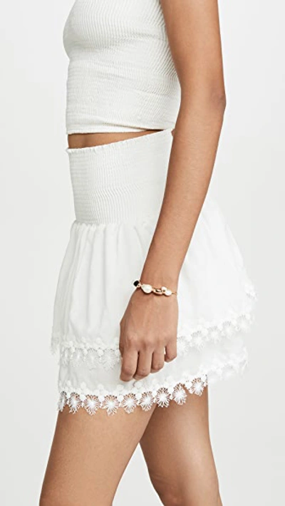 Peixoto Belle Smocked Mini Skirt Swim Cover-up In White