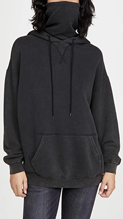 Shop R13 #maskup Vintage Fleece Hoodie In Black