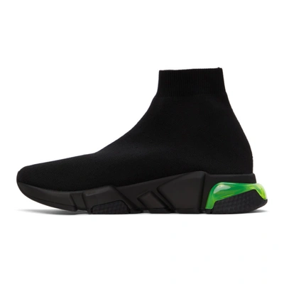 Shop Balenciaga Black & Green Clear Sole Speed Sneakers In 1171 Blk/bl