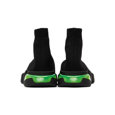 Shop Balenciaga Black & Green Clear Sole Speed Sneakers In 1171 Blk/bl