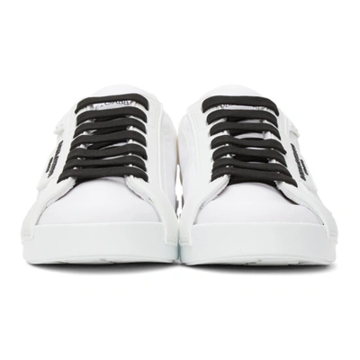 Shop Dolce & Gabbana White Nylon Portofino Sneakers In 89642 White/white