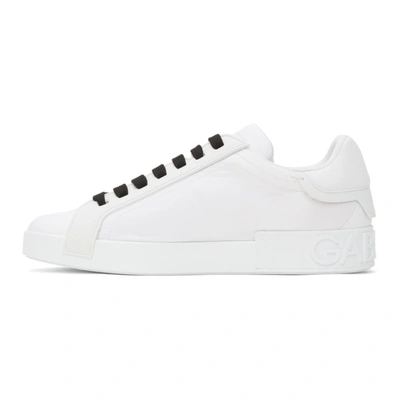 Shop Dolce & Gabbana White Nylon Portofino Sneakers In 89642 White/white