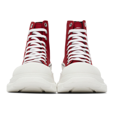 Shop Alexander Mcqueen Red Tread Slick High Sneakers In 6044 We.red/o.wh/w.r
