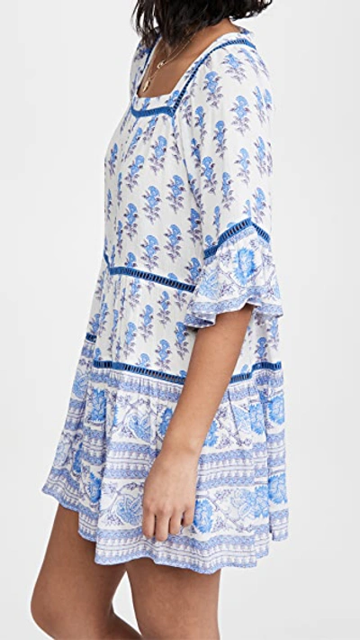 Shop Playa Lucila Drop Waist Border Print Dress Blue Border Print