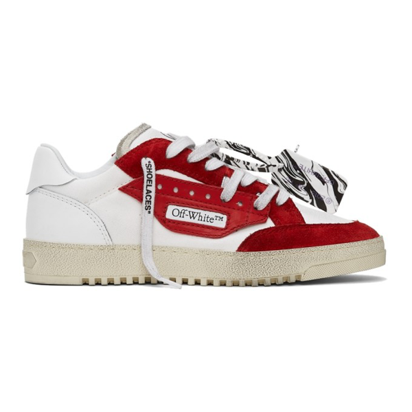 off white red low top sneakers