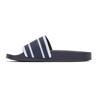 Shop Thom Browne Navy Rubber Trompe L'oeil Slides In 015 Charcoal