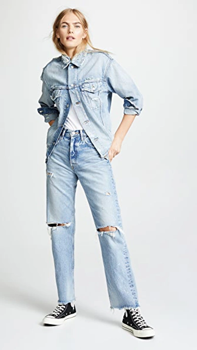 Shop Moussy Vintage Mv Odessa Wide Straight Jeans Blue