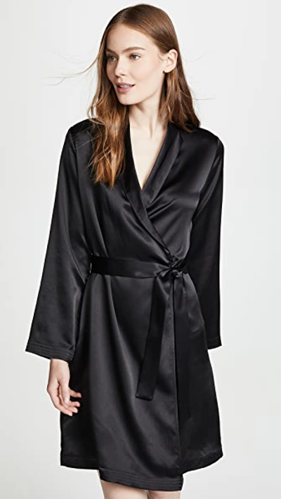 Shop La Perla Silk Short Robe In Black