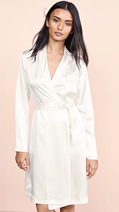 Shop La Perla Silk Short Robe In White