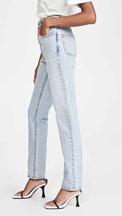 Shop Alexander Wang High Waist Slim Stacked Jeans In Pebble Bleach