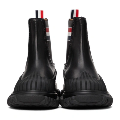 Shop Thom Browne Black Rwb Stripe Duck Chelsea Boots In 001 Black