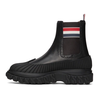 Shop Thom Browne Black Rwb Stripe Duck Chelsea Boots In 001 Black