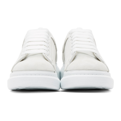 Shop Alexander Mcqueen White & Grey Suede Paneled Oversized Sneakers In 9000 White/white