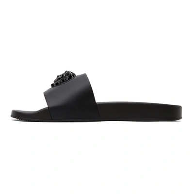 Shop Versace Black 'la Medusa' Slides In 1b090 Black