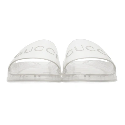 Shop Gucci Transparent Rubber Logo Slides In 8300 Trasparente