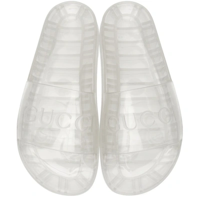 Shop Gucci Transparent Rubber Logo Slides In 8300 Trasparente
