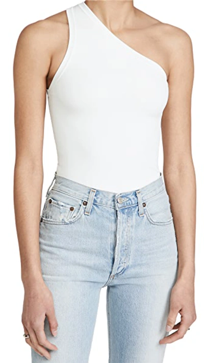 Shop Alice And Olivia Elden Cropped One Shoulder Tank In Soft White