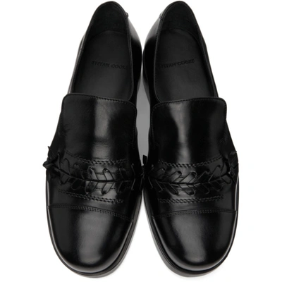 Shop Stefan Cooke Black Polished Slip-on Loafers