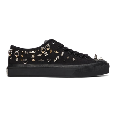 Shop Givenchy Black Low City Sneakers In 001-black