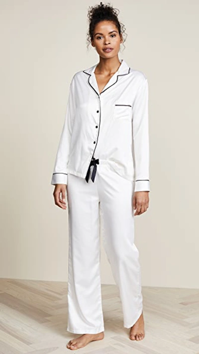 Bluebella Claudia Satin Cream Pajama Set In Cream,black | ModeSens
