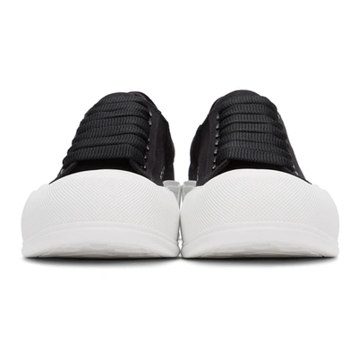 Shop Alexander Mcqueen Black & White Deck Plimsoll Sneakers In 1070 Black/
