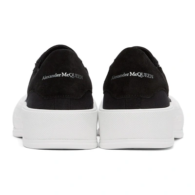 Shop Alexander Mcqueen Black & White Deck Plimsoll Sneakers In 1070 Black/