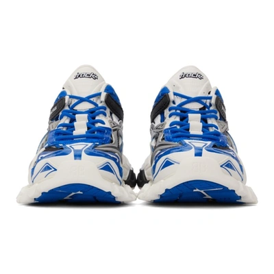 Shop Balenciaga White & Blue Track 2.0 Sneakers In 4191 White