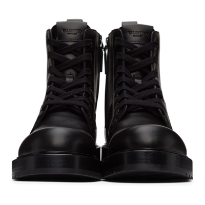 Shop Valentino Black 'vl7n' City Combat Boots In 0no Nero/nero
