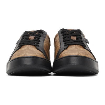 Shop Coach Tan & Black Lowline Sneakers In Tan/black