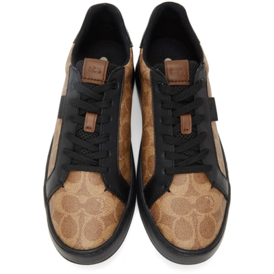 Shop Coach Tan & Black Lowline Sneakers In Tan/black