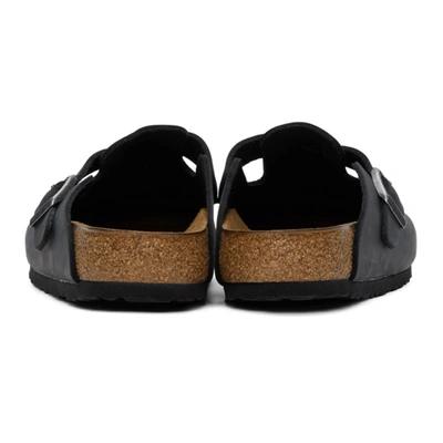Shop Birkenstock Black Oiled Leather Boston Loafers