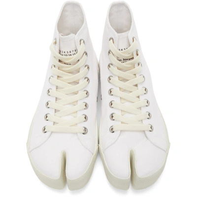 Shop Maison Margiela White Canvas Tabi High-top Sneakers In T1003 White