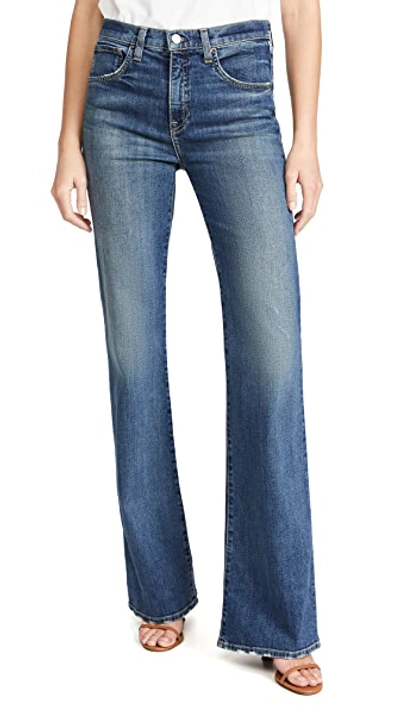 Nili Lotan Florence Distressed High-rise Flared Jeans In Classic Wash