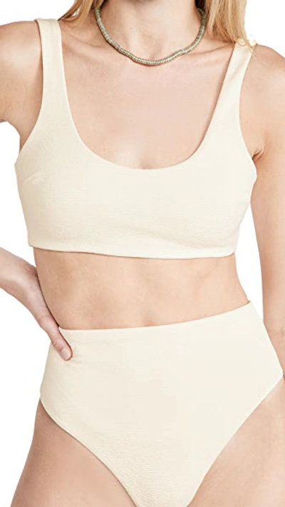 Mara Hoffman Lira Textured Scoop Bikini Top In Cream | ModeSens
