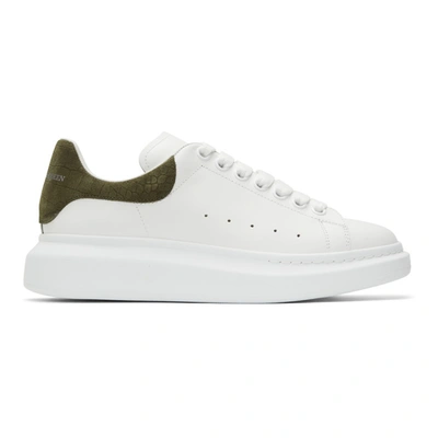 Shop Alexander Mcqueen White & Khaki Croc Oversized Sneakers In 9055 White/khaki
