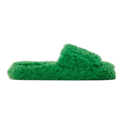 Shop Bottega Veneta Green Resort Teddy Slides In 4809 Grass