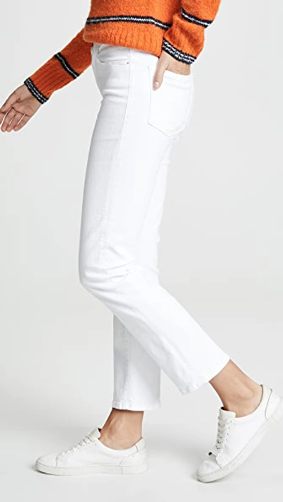 Shop Frame Le High Straight Jeans Blanc