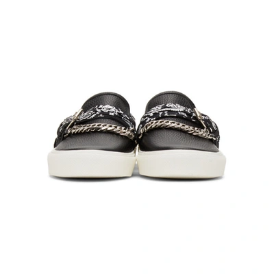 Shop Amiri Black Bandana Chain Slip-on Sneakers In Black / Black