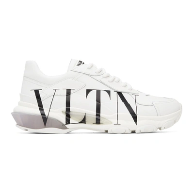 Shop Valentino White & Black 'vltn' Bounce Sneakers In A01 Bianco/nero/bian